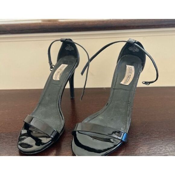 Steve Madden Black Patent Strap Heels - Picture 4 of 5